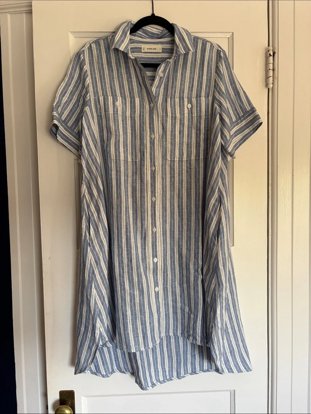 Everlane Daytripper Dress in Blue/White Linen - Picture 4 of 7